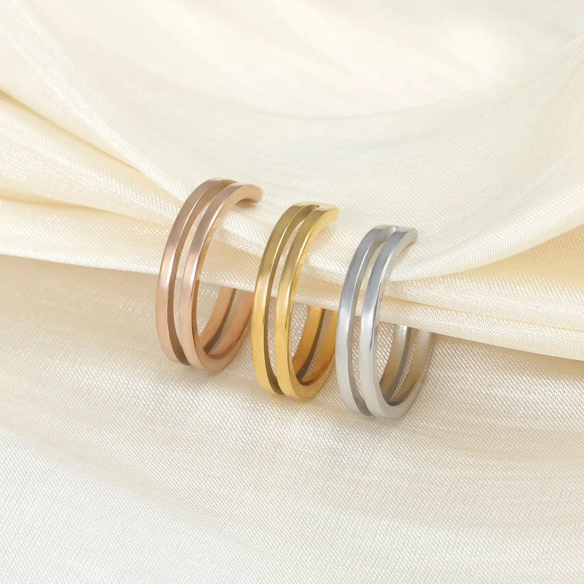 Adjustable Double Layer Toe Ring 316L Stainless Steel Minimalist Open Rings for Women Girls Beach Jewelry view 5