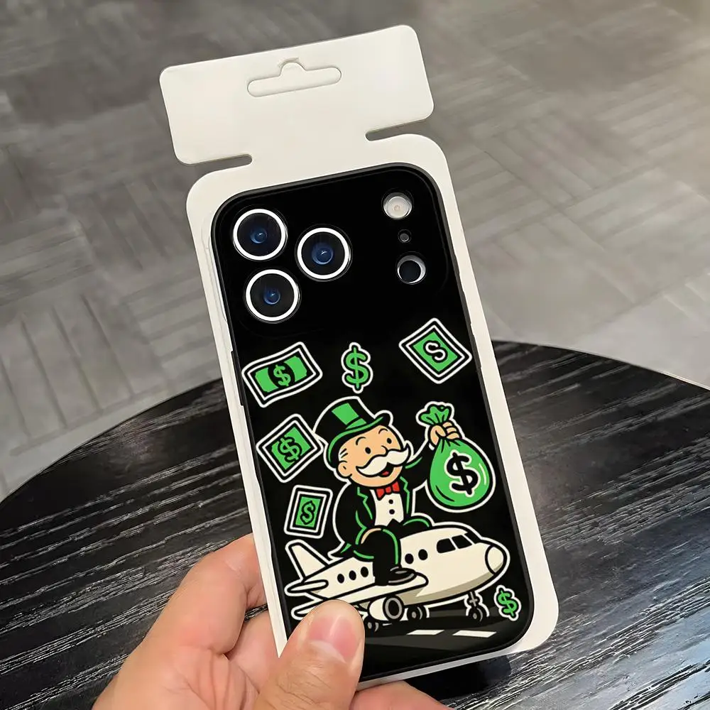 Funda de Teléfono Dollar Alec Monopoly Man para iPhone 17 Air 16 E Pro Max 15 14 13 Mini 12 Pro 11 Max Plus, Carcasa Suave Negra