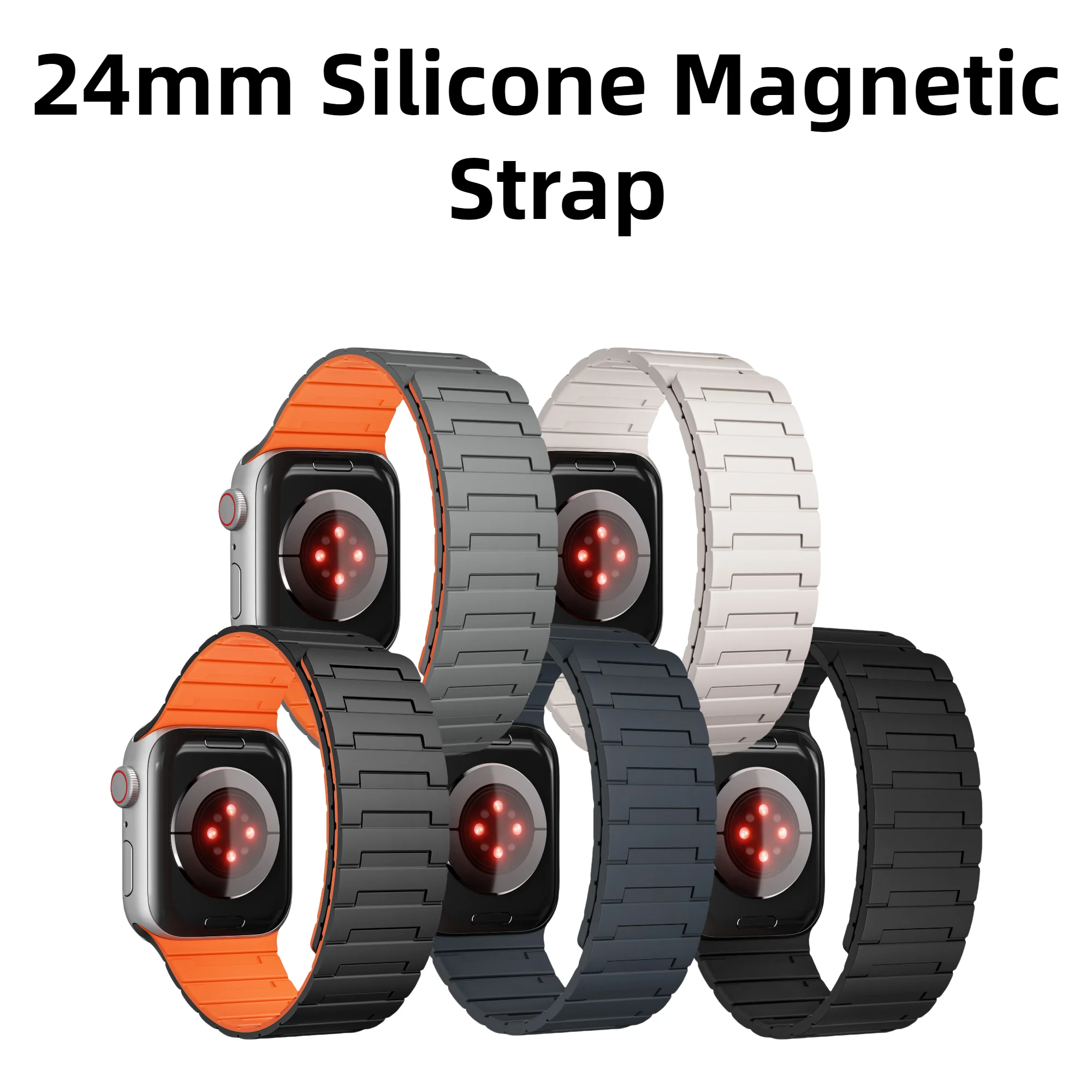 for Apple Dual-Color Silicone Magnetic Strap Compatible with Apple Watch Series 1-9/Watch SE/ Watch Ultra 1-2 Generations