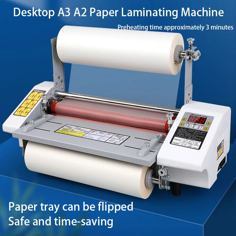 Machine à plastifier le papier A2 A3, plastifieuse à froid et à chaud à quatre rouleaux pour cartes, dossiers de bureau, version anglaise