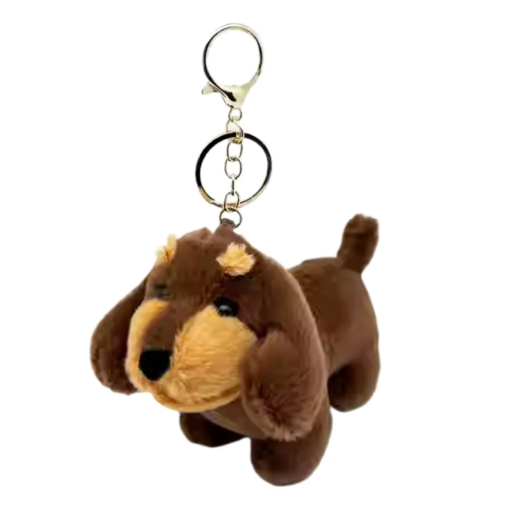 

Fashion Bouncy Dog Plush Doll Keychain Dachshund INS-style Backpack Charms Plush Toy Keychain Unisex