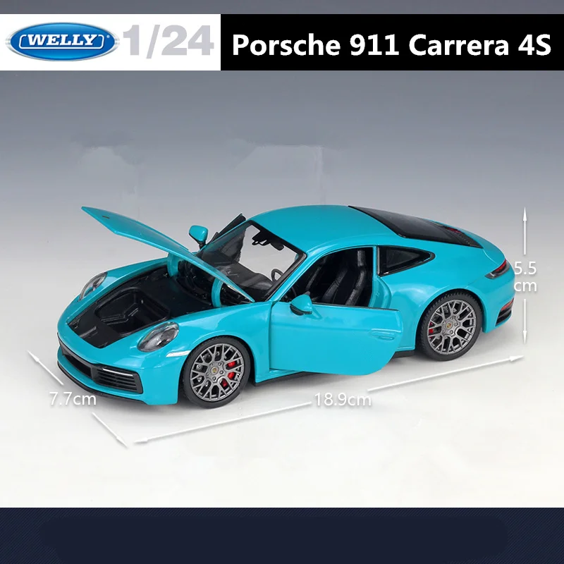 Welly 1:24 Porsche 911 Carrera 4S Alloy Sports Car Model Diecast Metal Toy Vehicles Car Model High Simulation Childrens Toy Gift