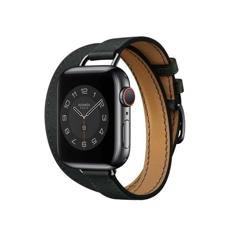 Attelage جولة مزدوجة حزام جلد طبيعي ل أبل سلسلة ساعة SE/6/5/ iWatch سوار الفرقة ساعة ذكية 41 مللي متر 45 مللي متر
