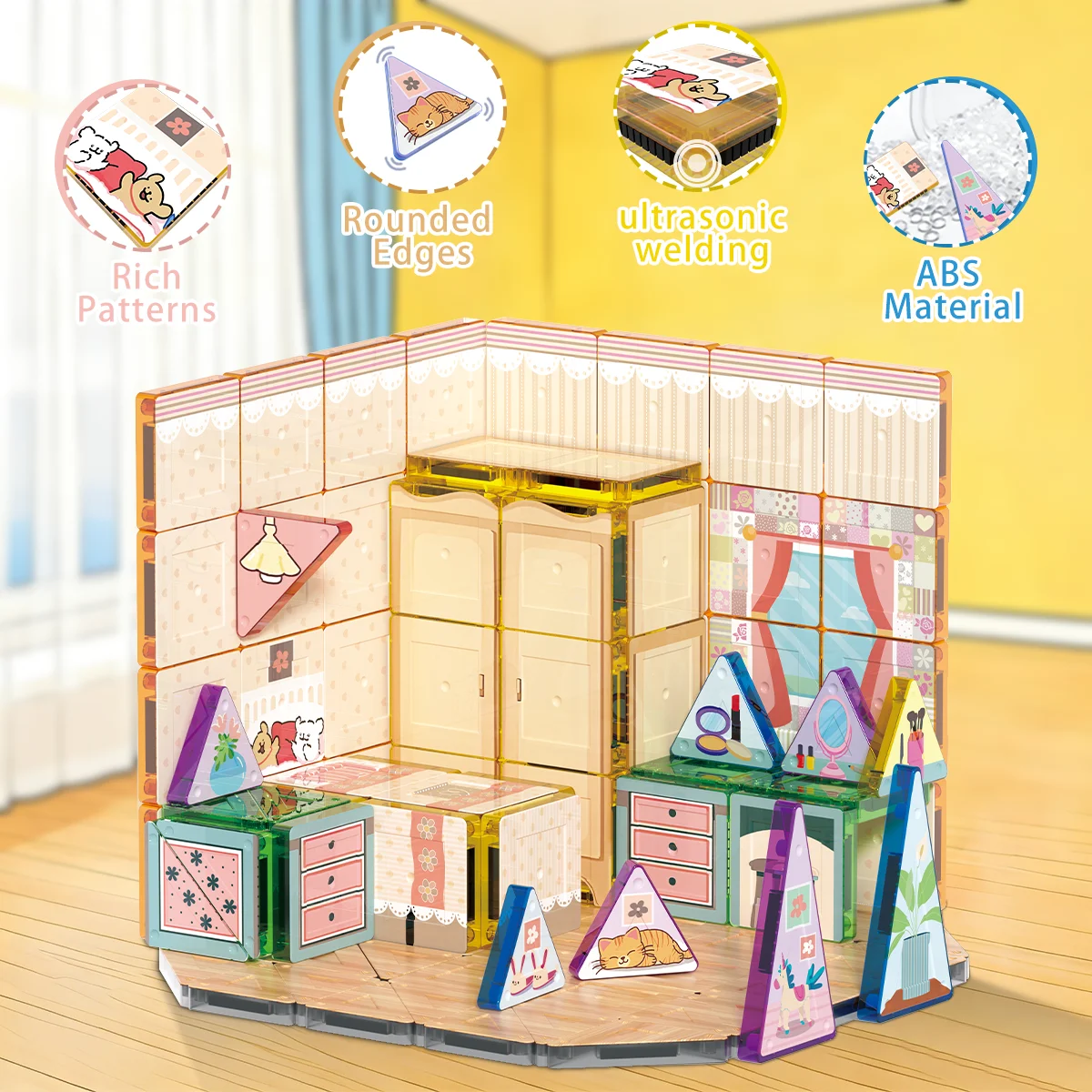 Conjunto de 100 peças de bloco - Magnetic Building Tiles Set 100Pcs avaliação e preço