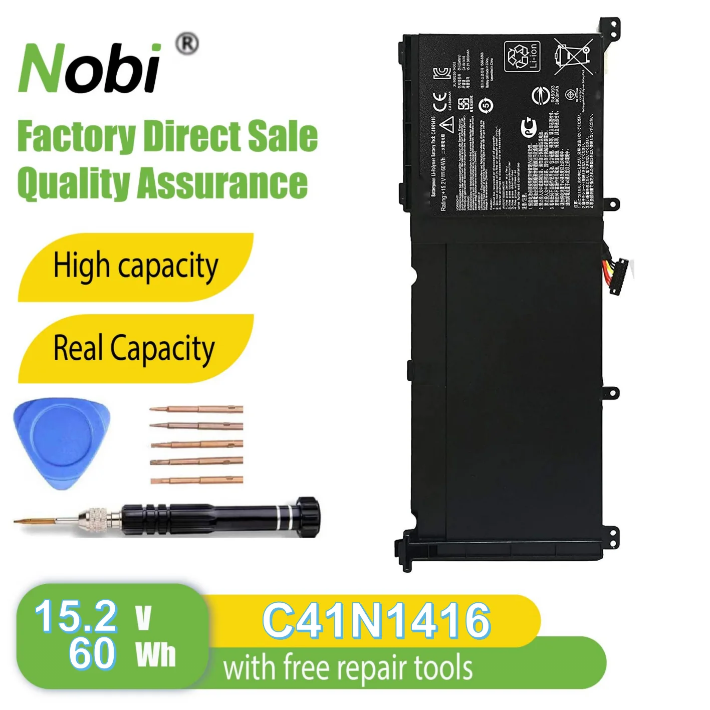 

Аккумулятор Nobi C41N1416 для Asus ZenBook Pro G501 G501VW G501VJ G501JW G601J N501J N501JW N501L UX501JW UX501VW UX501LW Series