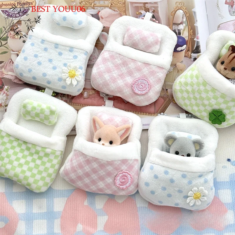 (YOUU06)Cute Plush Anime Animal Doll Bag Pendant Keychain Four-leaf Clover Quilt Mini Sleeping Bag Doll Backpack Pendant