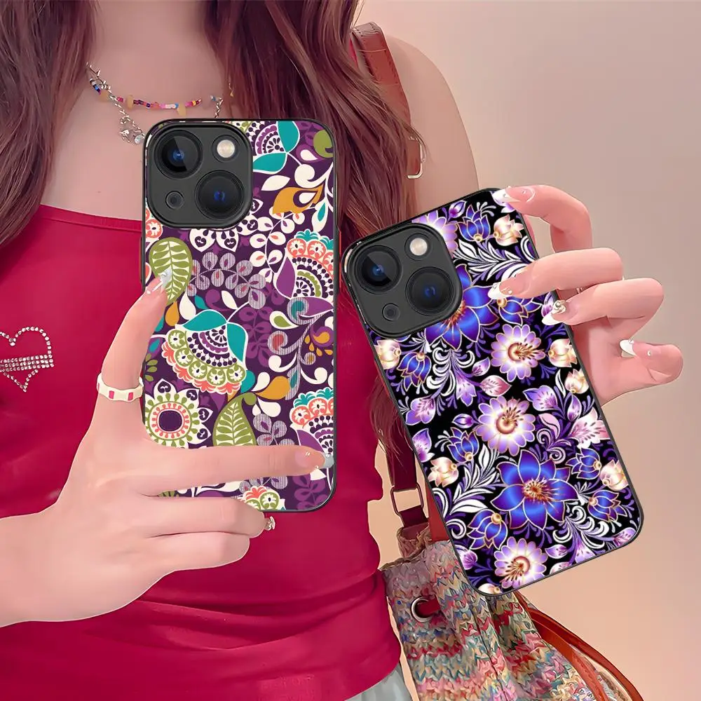 

Painting Flowers Mobile Phone Case for iPhone 16 15 14 13 12 11 X XR XS 8 7 Pro Max Plus Mini Colour Silicone Protective Luxury