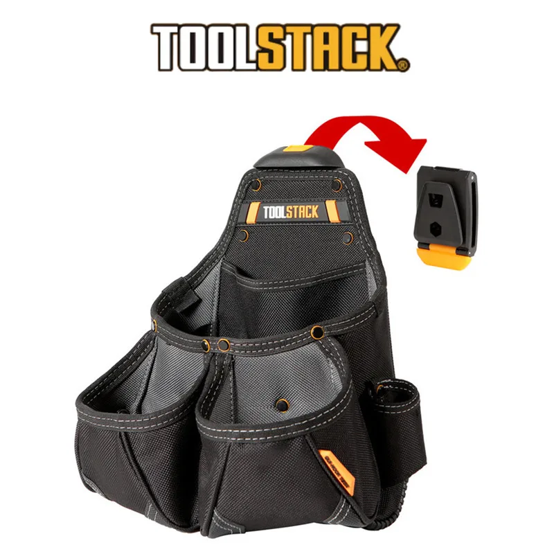 TOOLSTACK TSK-02 Bolsa de carpintero de alta calidad Diseño multibolsillo Bolsa de estructura de gancho rápido Kit de herramientas Oxford duradero