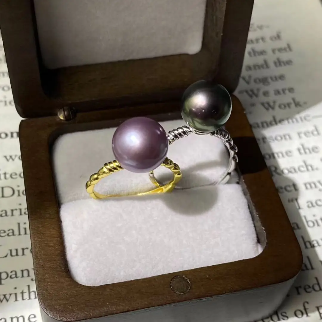 

S925 Sterling Silver Adjustable Ring Mount Settings Findings Mountings Accessory Parts Fittings for 9-11mm Pearls 5pcs/lot