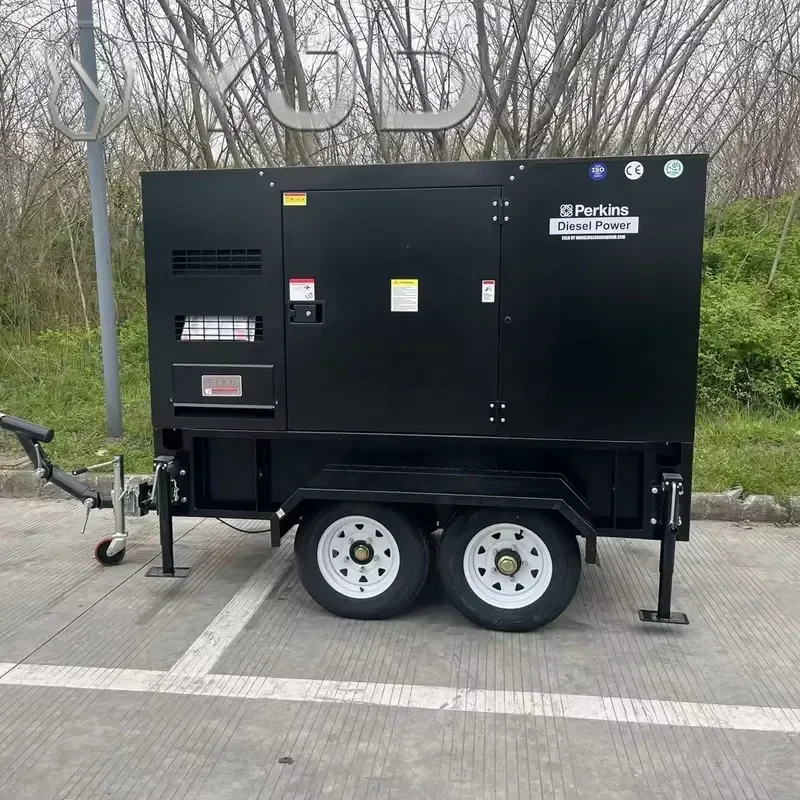Three Phase Stable Performance Double Axle 30Kw 40Kva 50 100 200 500 Kva kw Trailer Type Silent Portable Diesel Generator Set