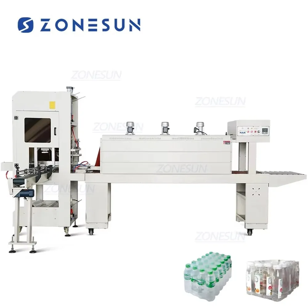 Automatic Beverage Bottle Shrink Wrapping Packing Machine Heat Tunnel Film Cutting Wrapper for PET Water Bottles