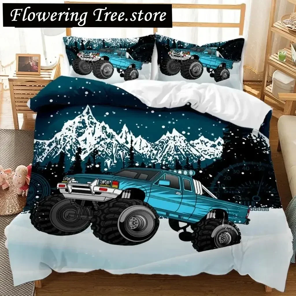 Bedding Decor Engineering Vehicle Duvet Cover Set Engineering Vehicle Pickup Truck Off Road Vehicle Polyester Bedding Set Double