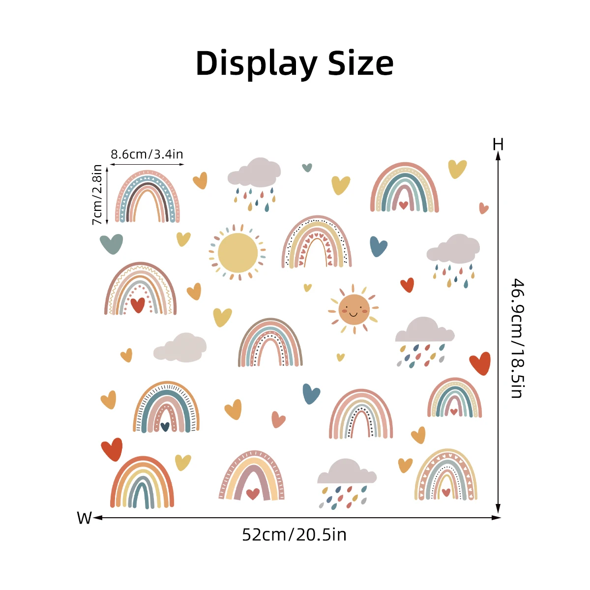1Pc Cartoon Love Cloud Rainbow Wall Stickers Kids Room Decoration Bedroom Children Room Wall Art Living Room Decor for The House