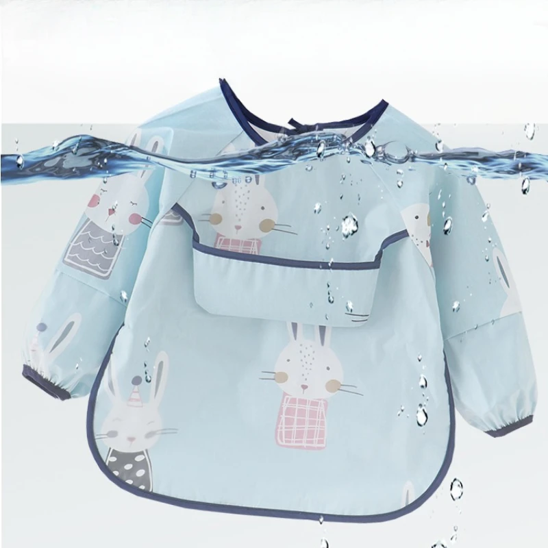 Nieuwe Puur Katoenen Cartoon Manchetten Waterdichte Rijstzak Baby Multifunctionele Eetoverall Unisex Anti-Vuile Reverse Dressing