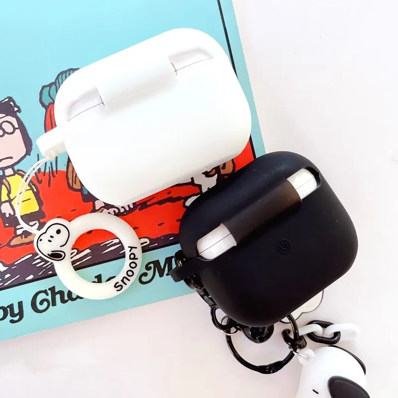 MINISO Snoopy Earphone Case Cover for Airpods 4 Pro 2 3 Silicone Wireless Earbuds Charging Box Protective Shell With Keychain