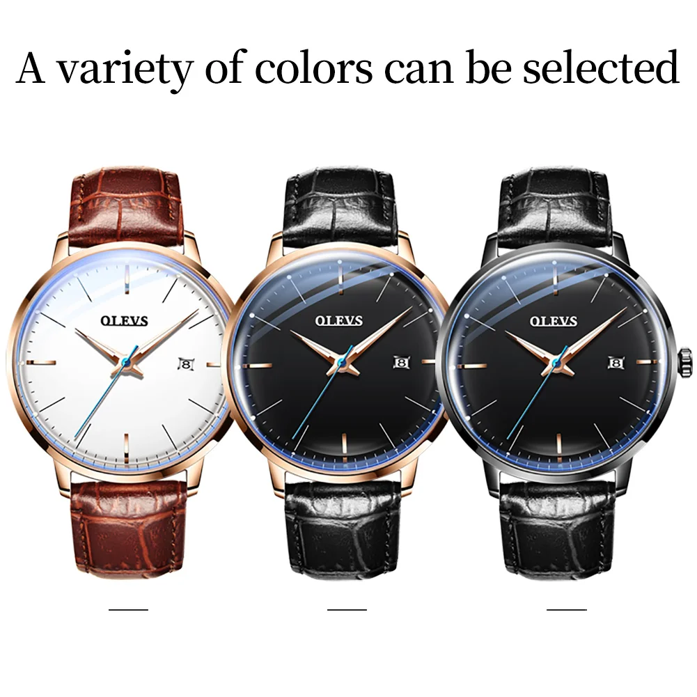 OLEVS Luxury Automatic Mechanical Watch for Men Waterproof Simple Leather Strap Wristwatch Top Brand Luminous Clock