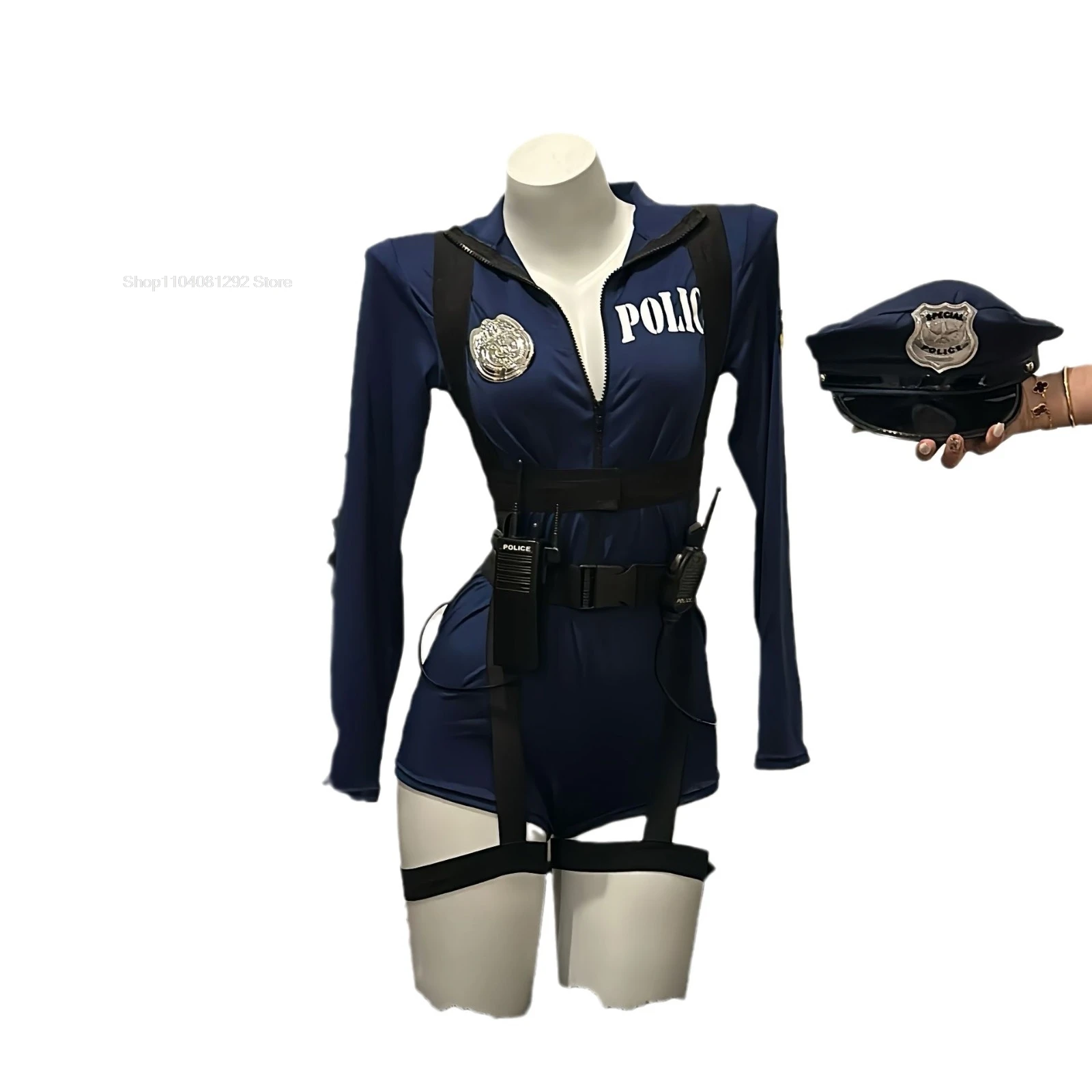 Halloween Kostuum Sexy Agent Cosplay Erotische Lingerie Politieagente Politie Uniform Vrouwen Jumpsuit Nachtclub Optredens Kostuums