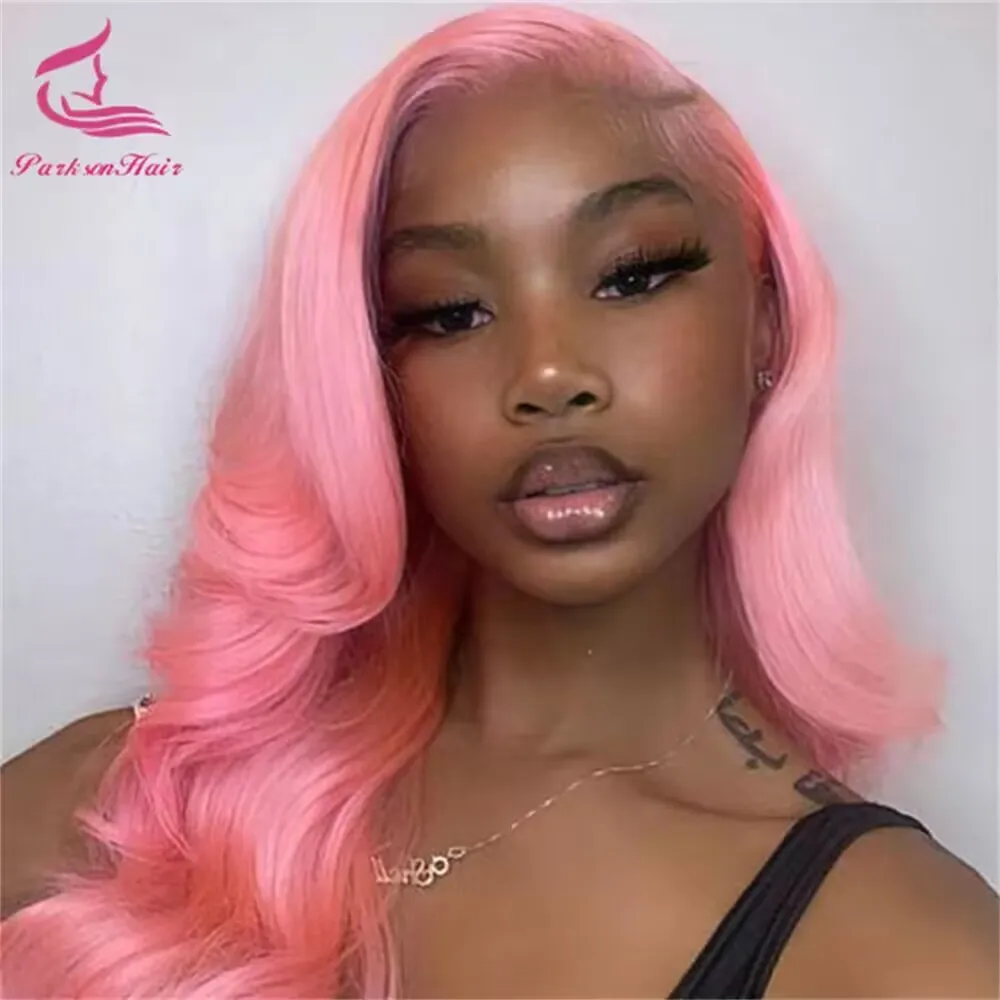 Roze 13X6 Transparante Lace Front Pruik Body Wave Pruiken Voor Vrouwen 613 Gekleurde 13X4 Lace Front Human Hair Pruiken