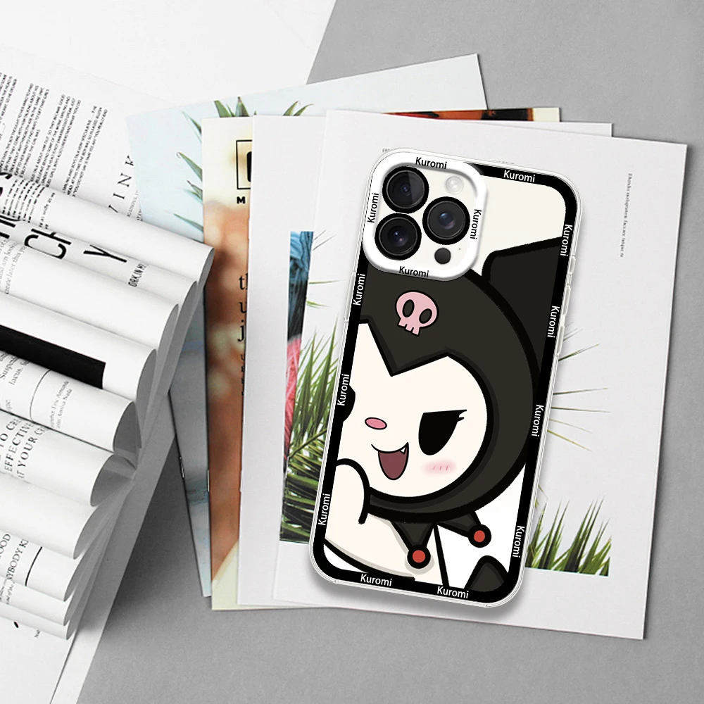 MINISO Kuromi Kawaii Phone Case for iPhone 12 11 13 14 15 16 Max Pro Plus Transparent Cover