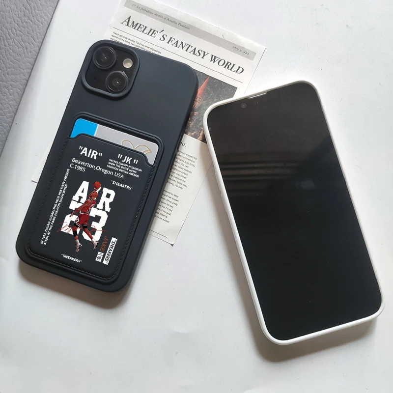 INS AIR Sports Brand Sneaker Wallet Card Phone Case For iPhone14Pro Max 11 12 13 15 XR 7 8Plus 23 Basketball Star White Cover