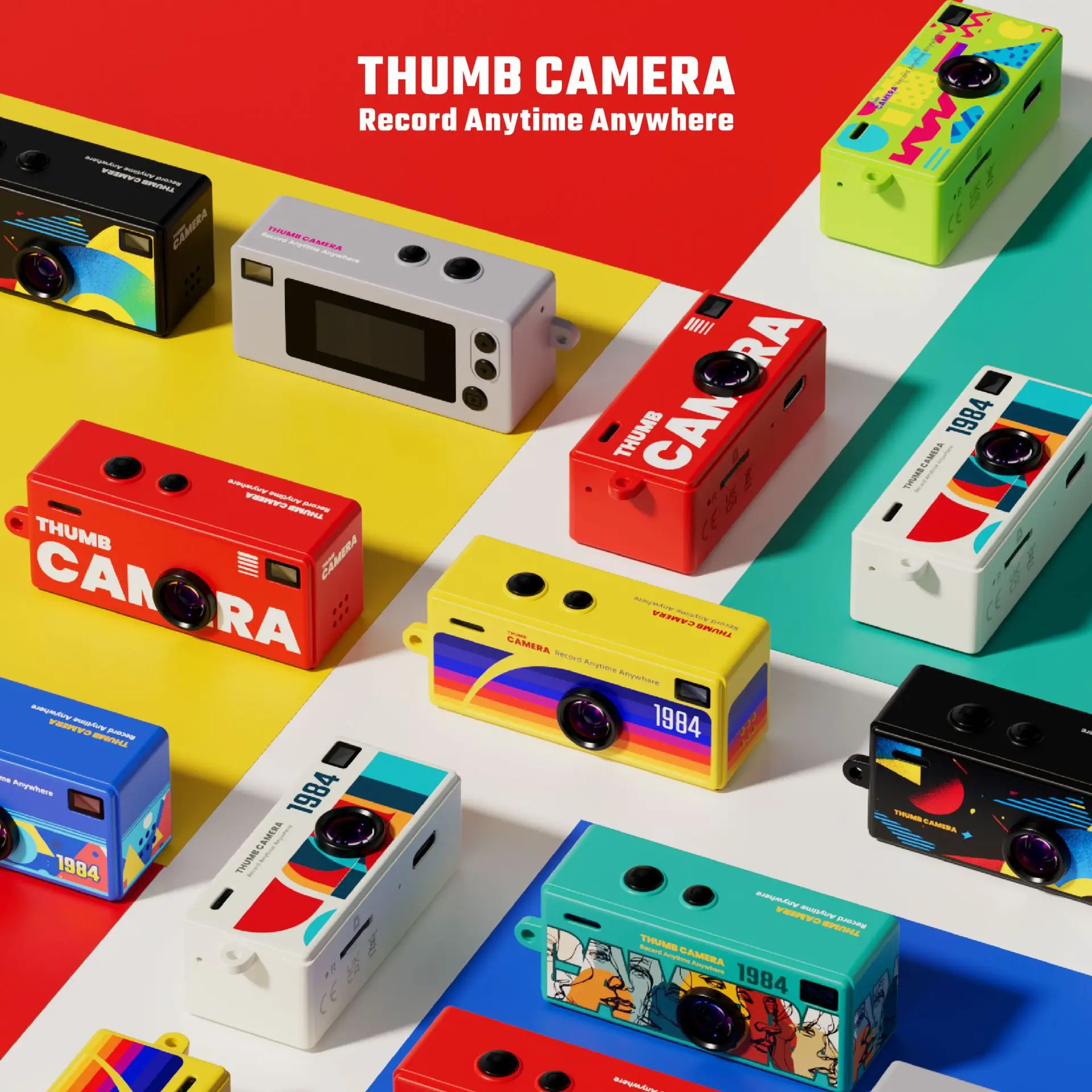 Vintage Style Mini Camera, Ultra Thin Colorful Compact Digital Camera, 2K HD Video Portable Pocket Camera for Life