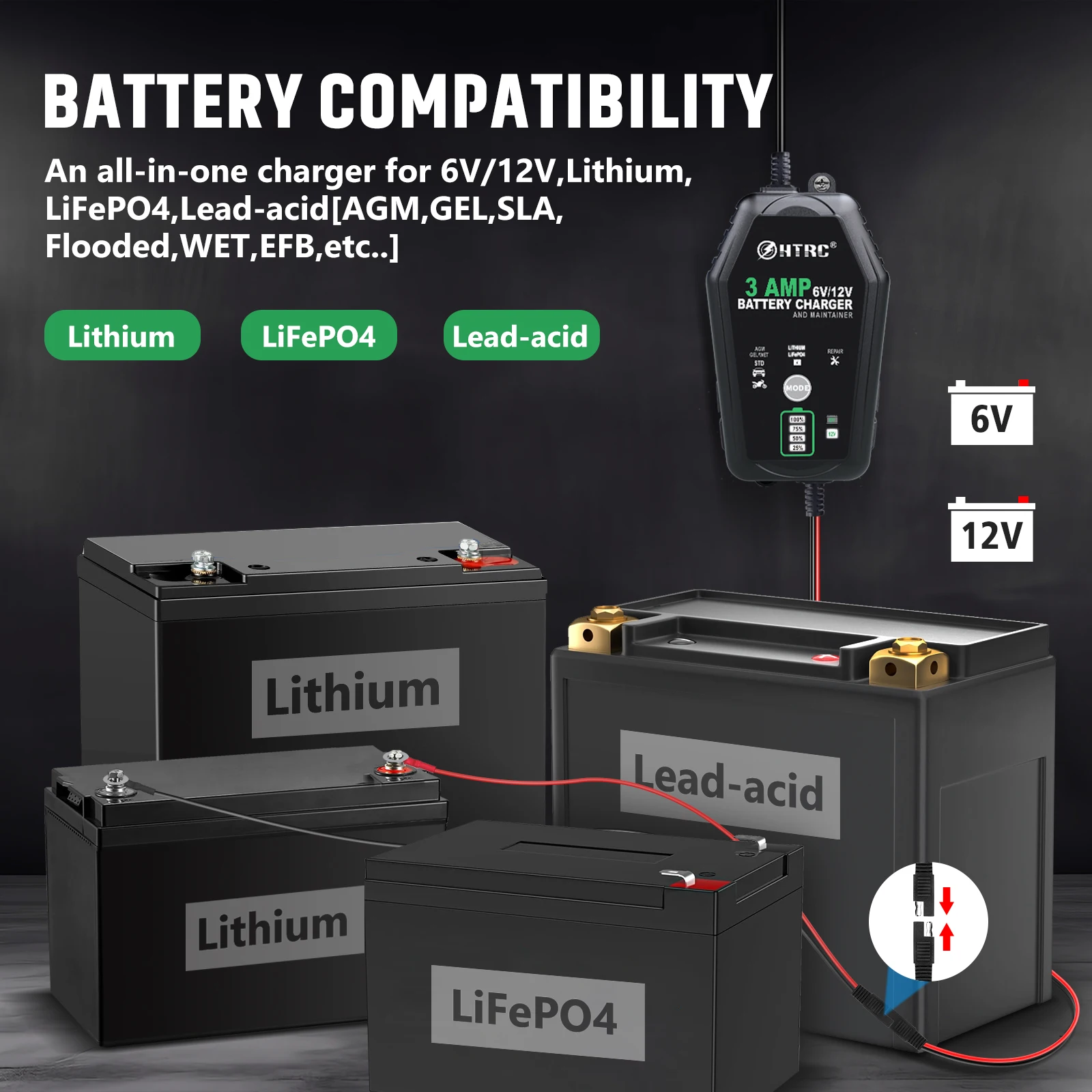 HTRC 6 فولت 12 فولت 3000mA شاح - مراجعة Lifepo4 Battery Charger Smart Automatic وسعره
