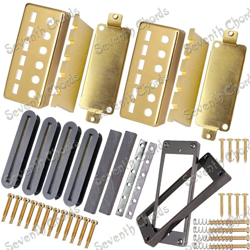 

A Set of Gold Electric guitar Humbucker Pickup Kits Producing Accessories with Black Plastic Pickup Ring guitar accessories