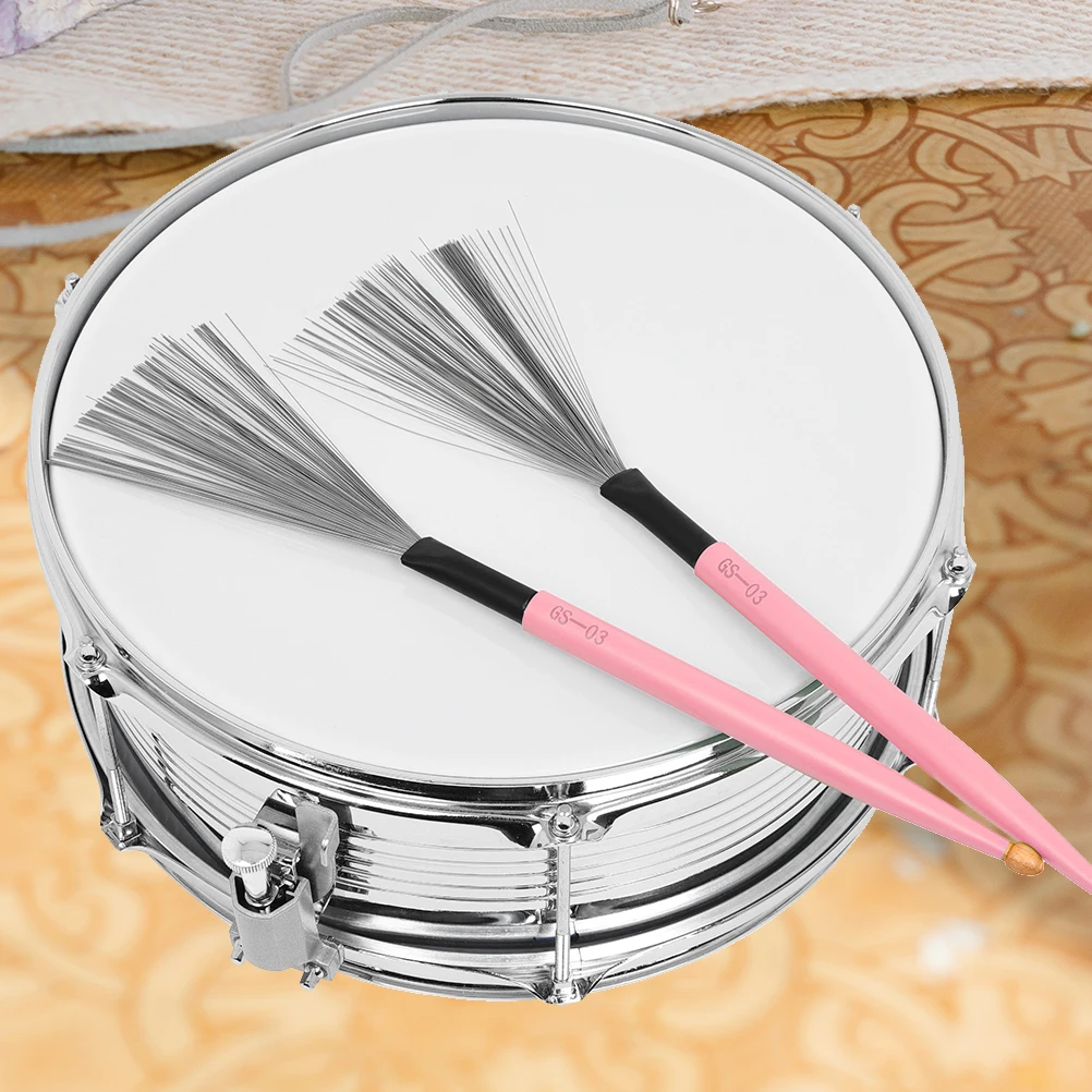 

Maple Sticks Wire Brush Brushes for Drumming Kit Pink Carbon Steel Drumbrush Miss
