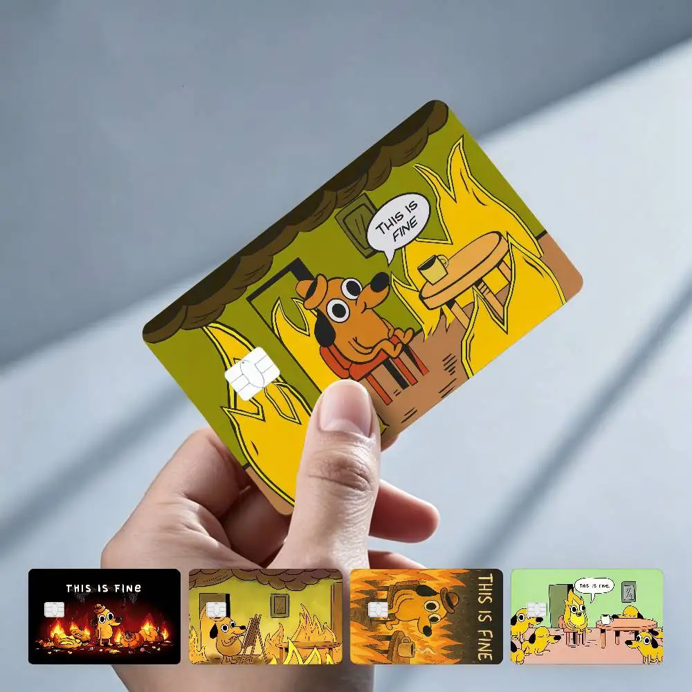 This is Fine Dog Funny 4Pcs!Fade-Resistant, Wear-Resistant, Scratch-Resistant  Bank Card Sticker (Debit Card)