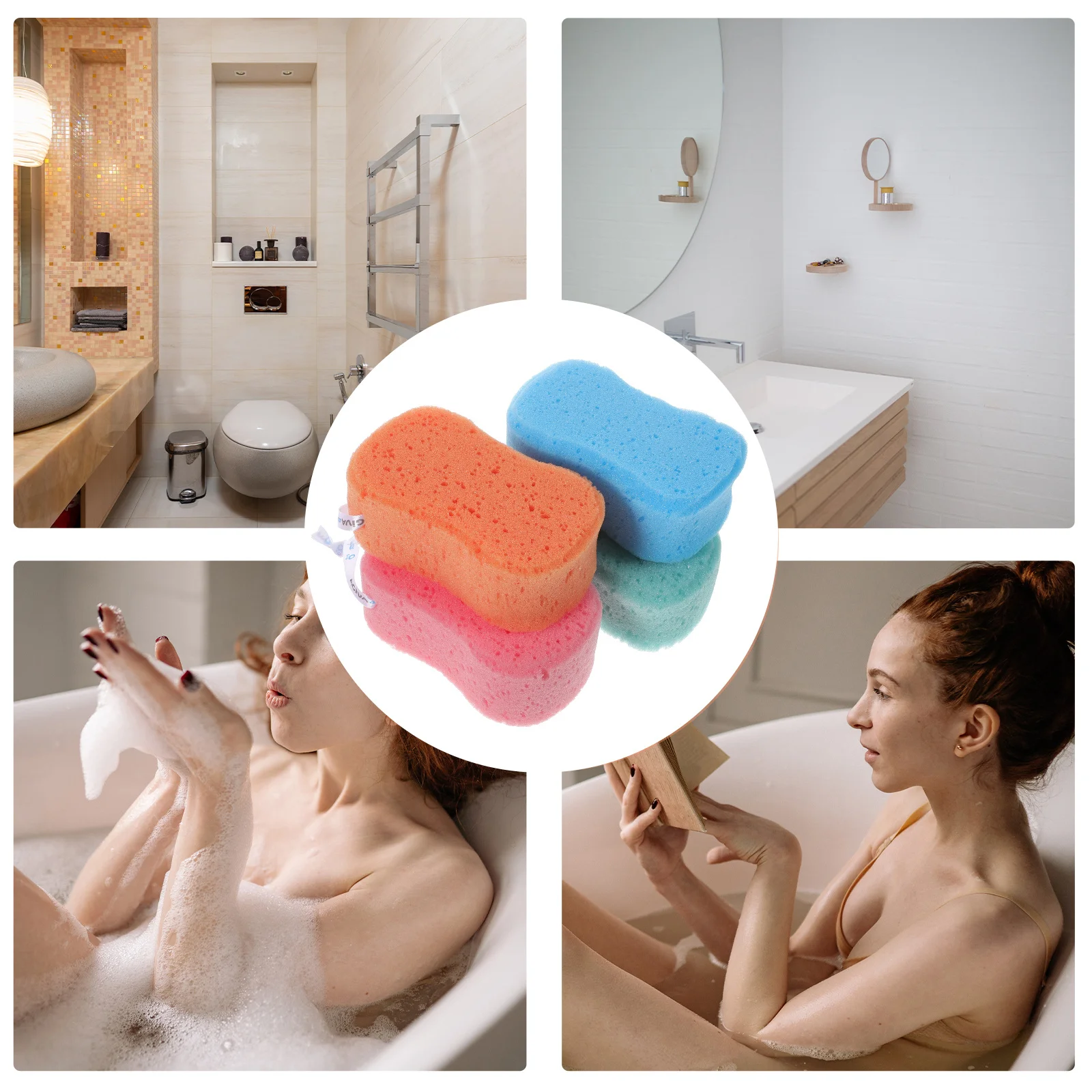 Esponja de banho para banho, 8 peças, esponjas para banho, espuma rica, massagem, esfoliação da pele, remoção de células mortas, alívio da fadiga, banho