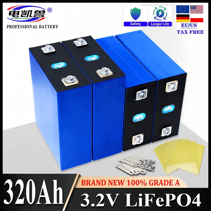 

8000 cycles 1-16PCS 3.2V 320Ah Lifepo4 Battery new GRADE A Lithium Iron Phosphate Travel Solar RV Campers Cell 12v 24v Battery