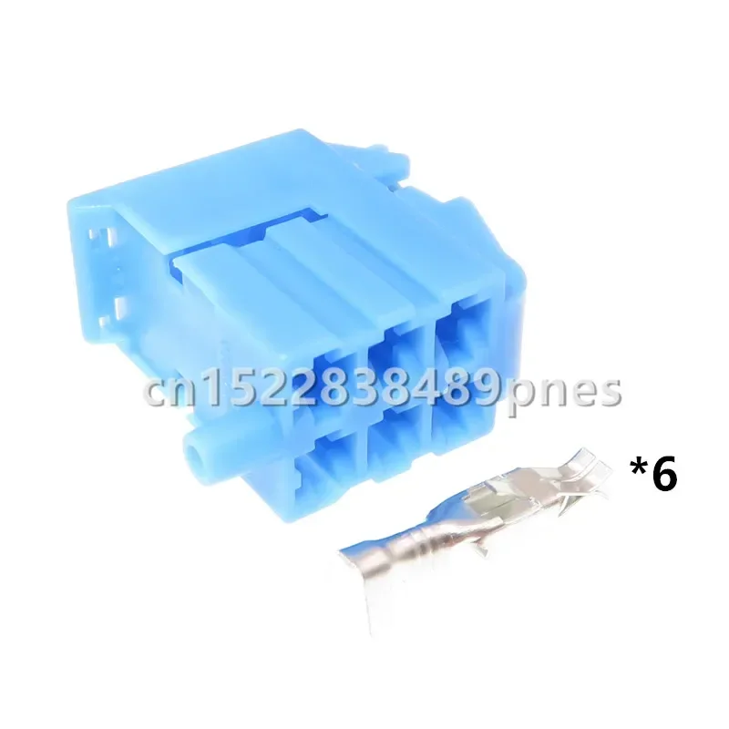 Conector de Cableado Eléctrico para Automóvil de 6 Polos y 3.5mm, Color Azul, con Terminales