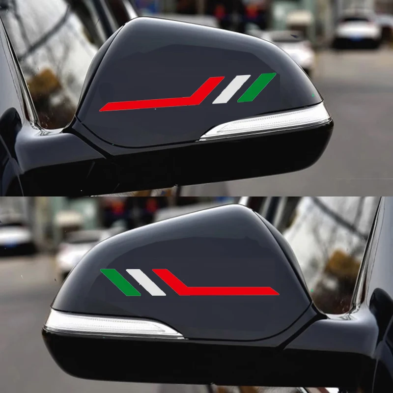2 uds bandera italiana espejo retrovisor pegatina calcomanía para Fiat 500 Abarth Sport 595 695 Punto Tipo Bravo Argo