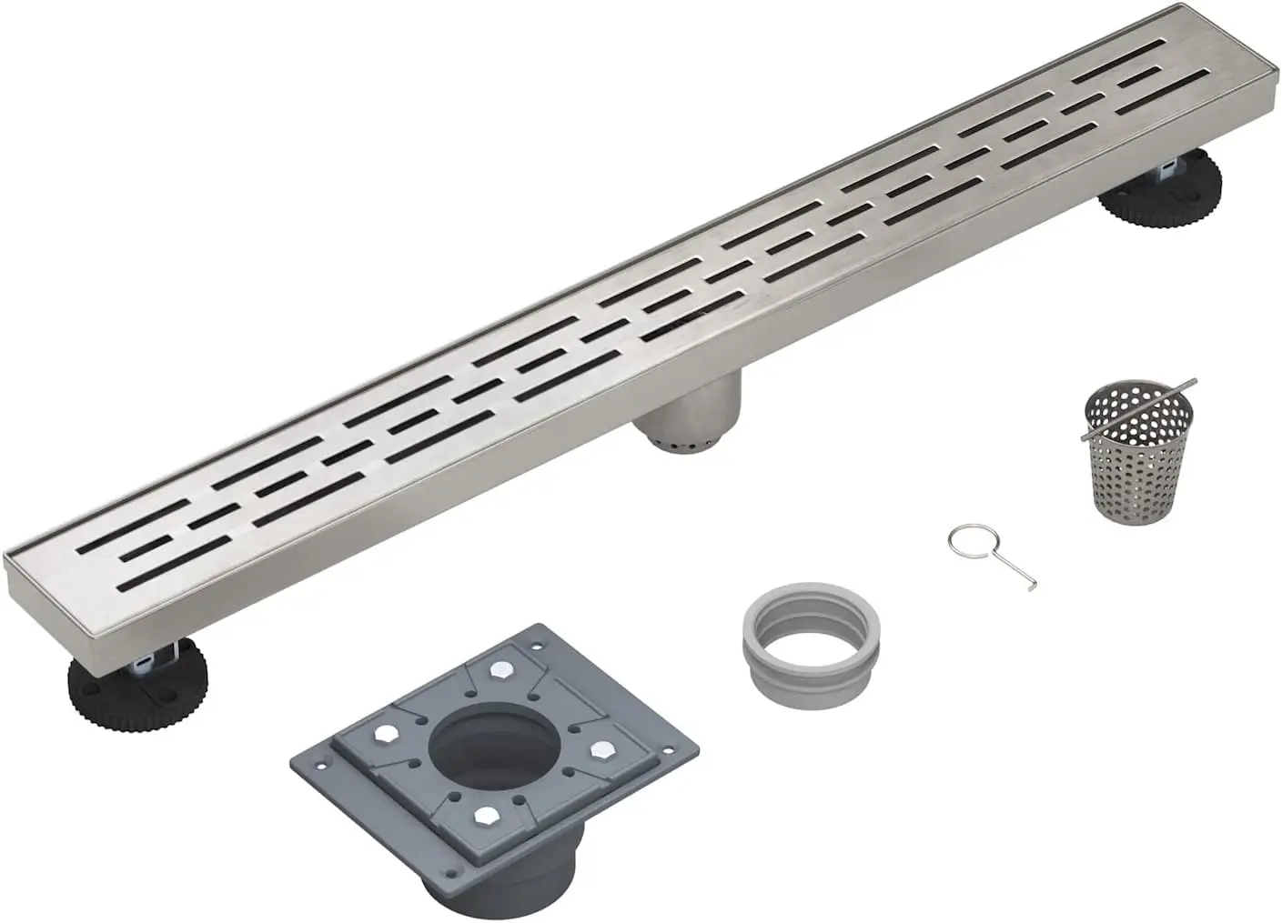 

28-дюймовый линейный душевой трап с основанием, сертифицированный CUPC, из нержавеющей стали 304, с съемной крышкой и сеткой для волос