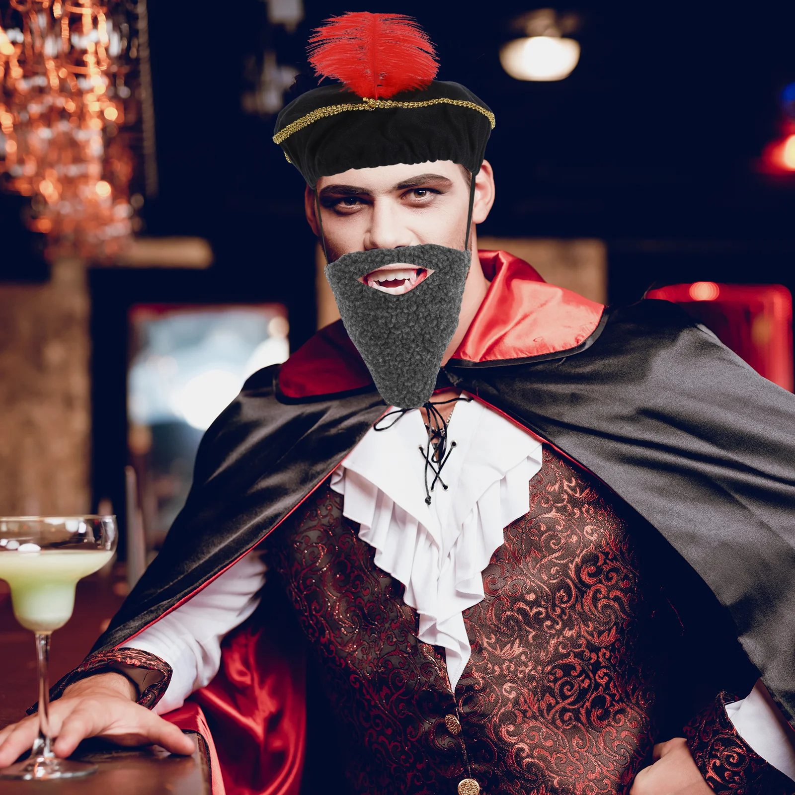 1 set Medieval Hat With Beard For Men Renaissance Costume Accessory Party Cosplay Prop Vintage Headgear Halloween Festival Wear