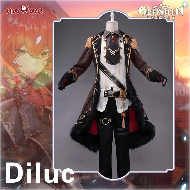 

LAST BATCH Diluc Cosplay Costume Game Genshin Impact Cosplay Handsome Nobiliary Uniform Halloween Outfit Cloak Shirt Pants