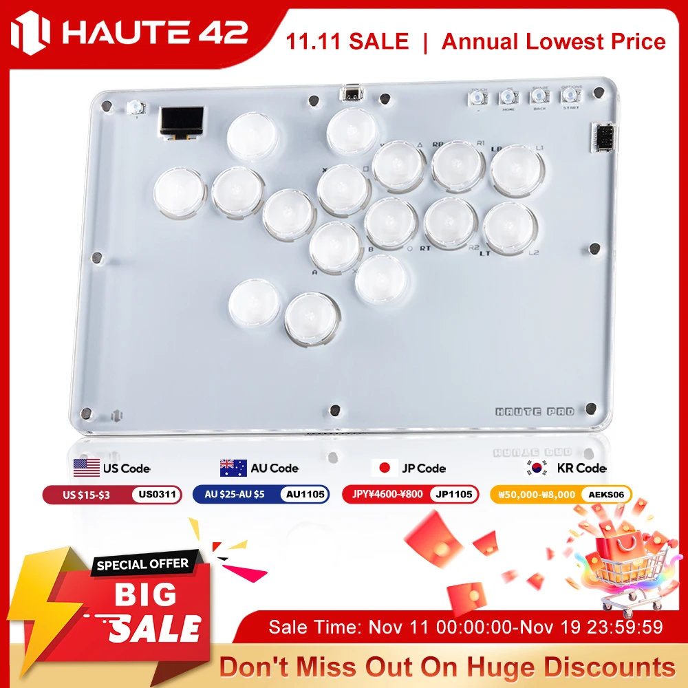 

Haute42 Arcade Joystick Hitbox Leverless Controller Keyboard Arcade Stick For PC/Ps4 /PS5 Fighting Stick Hitbox Controller