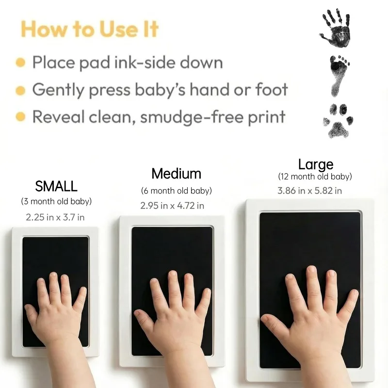 2 Packs Clean Touch Ink Pad for Baby Handprints Footprints ,Inkless Infant Hand & Foot Stamp,Pet Dog Paw Prints Souvenirs Gifts - view 2
