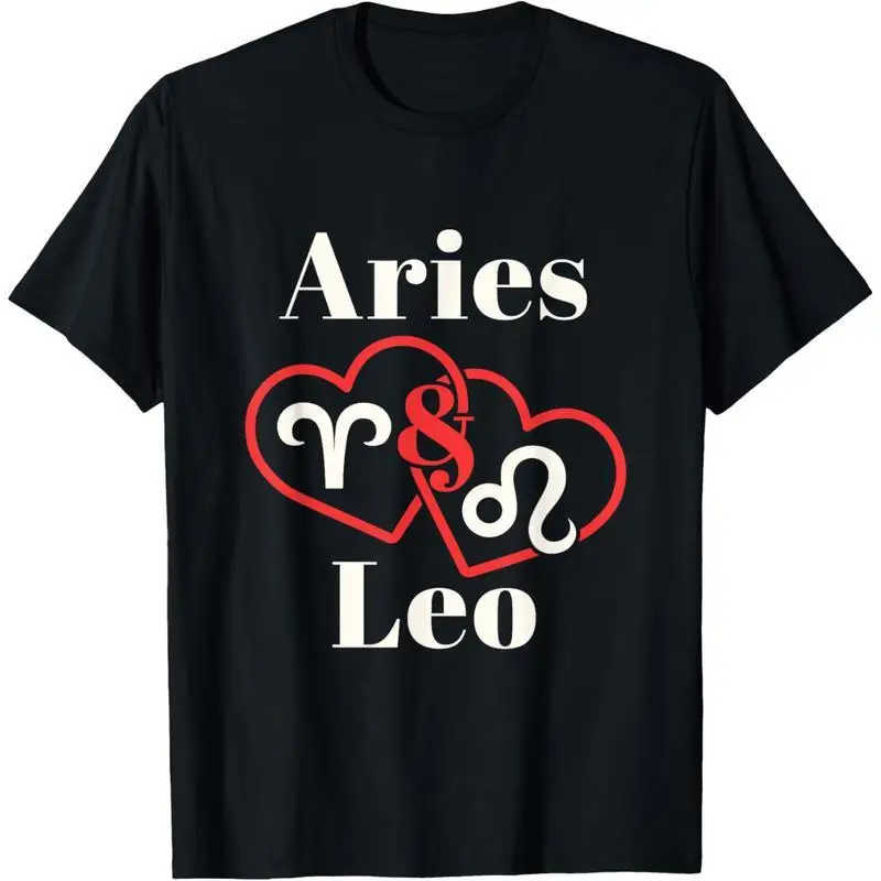 

Aries and Leo Zodiac Sign Couple T-shirt, Matching Astrology Lover Gift for Valentine's Day and Birthday