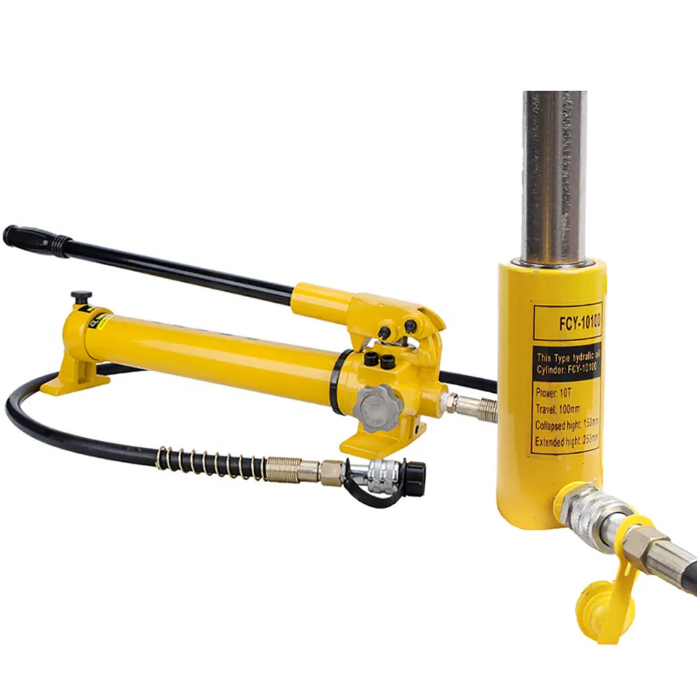 Long Type Hydraulic Cylinder FCY-10150 Hydraulic Lifting Jack with CP-700 Hydraulic Manual Pump,Stroke 150mm,Output 10 Tons