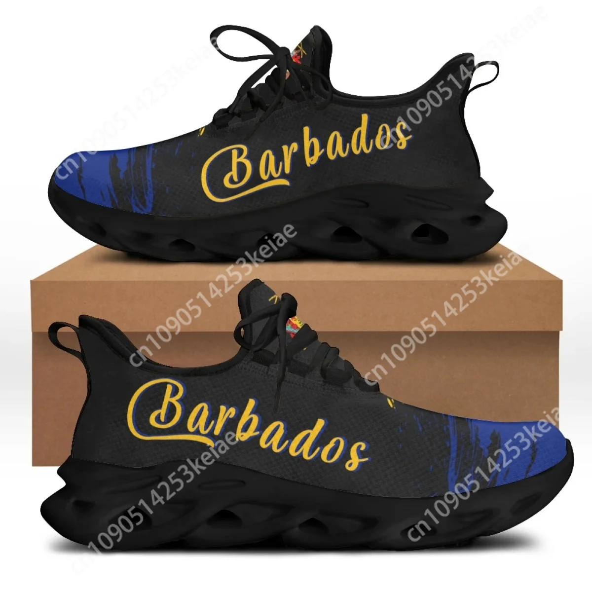 Custom Barbados Island Design Summer Women Flat Shoes Patriotic Brand Design Ladies Breathable Mesh Flats Sneakers Zapatillas