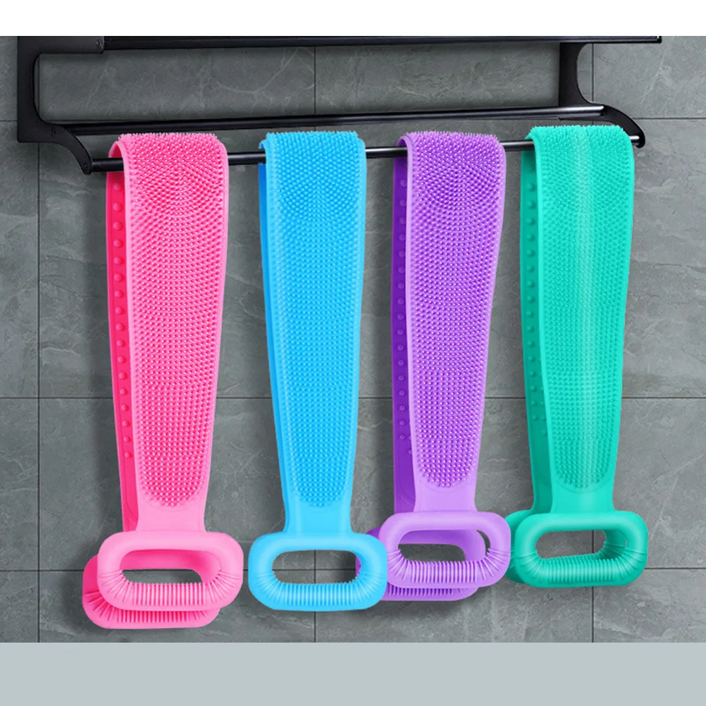 

76Cm Massage Exfoliating Strip Long Silicone Bath Tool for Back Body Scrubbing Shower Cleaning Blue Silicone Bath Towel