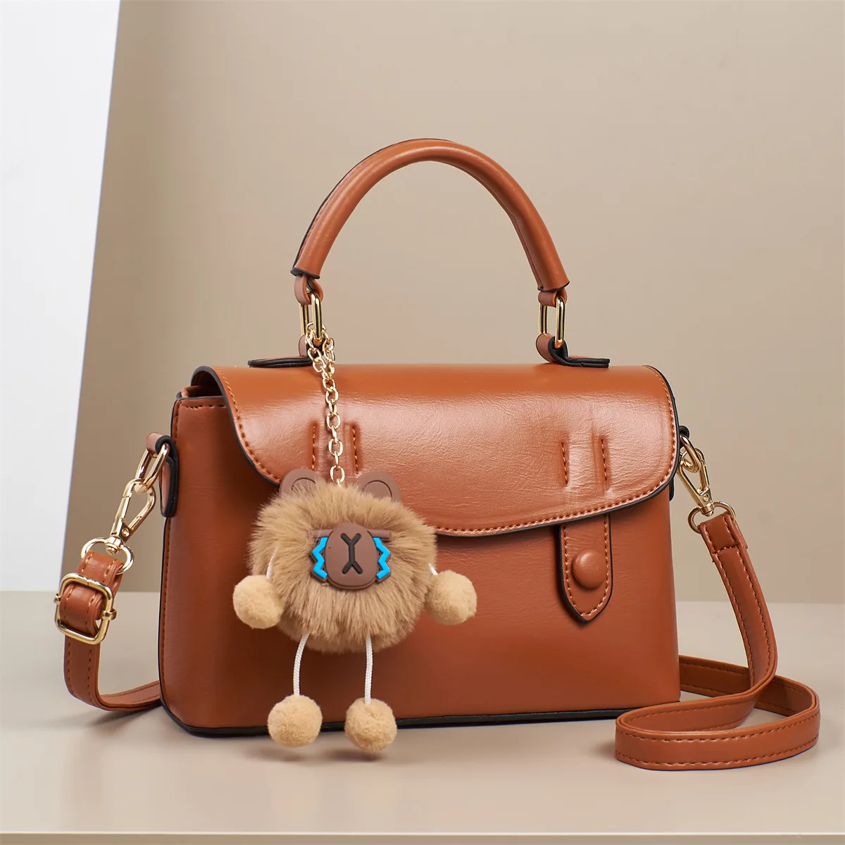 

Korean Style Handbag Shoulder Bag Women's Fashionable Versatile Crossbody Bag 2025 Spring Soft PU Leather Zipper Closure