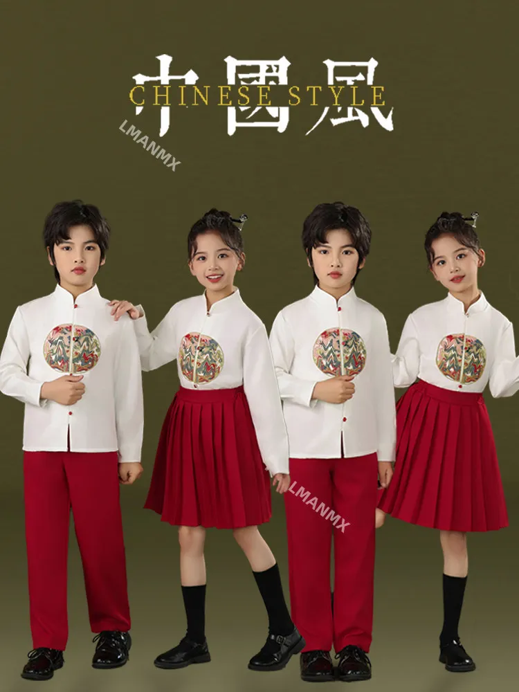 

Костюм для выступления детского хора, красный костюм для выступления на конкурсе по патриотическому поэтическому чтению