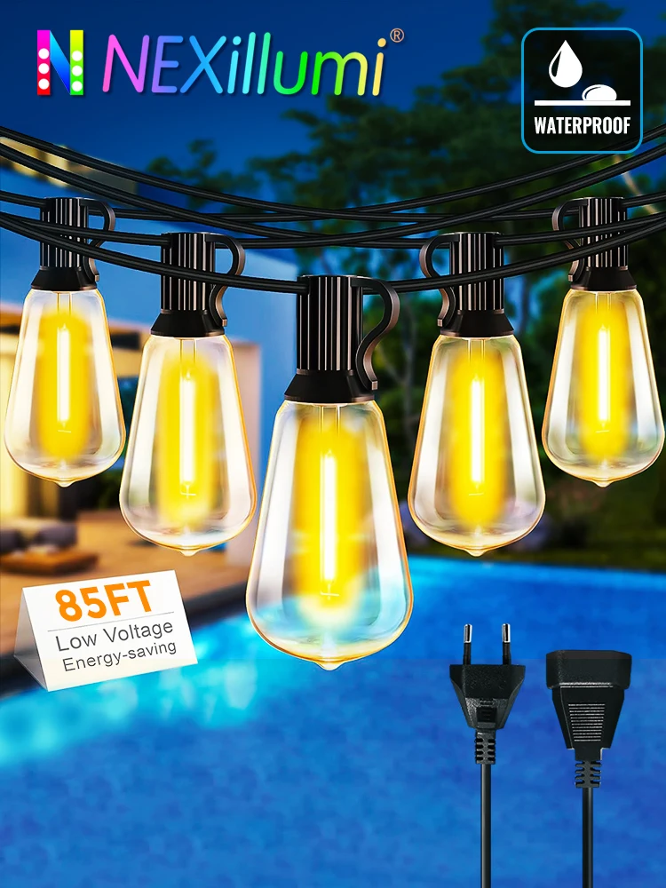 suitsamus Lumières LED pour Patio extérieur, 85 pieds/46 pieds, étanches, avec ampoules Vintage ST38, incassables, économie d'énergie, pour jardin, bistro, Camping 3
