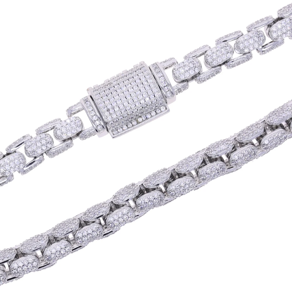 Iced Out Bling Zircon Pave Reptile Snake Chain CZ Miami Box Clasp
