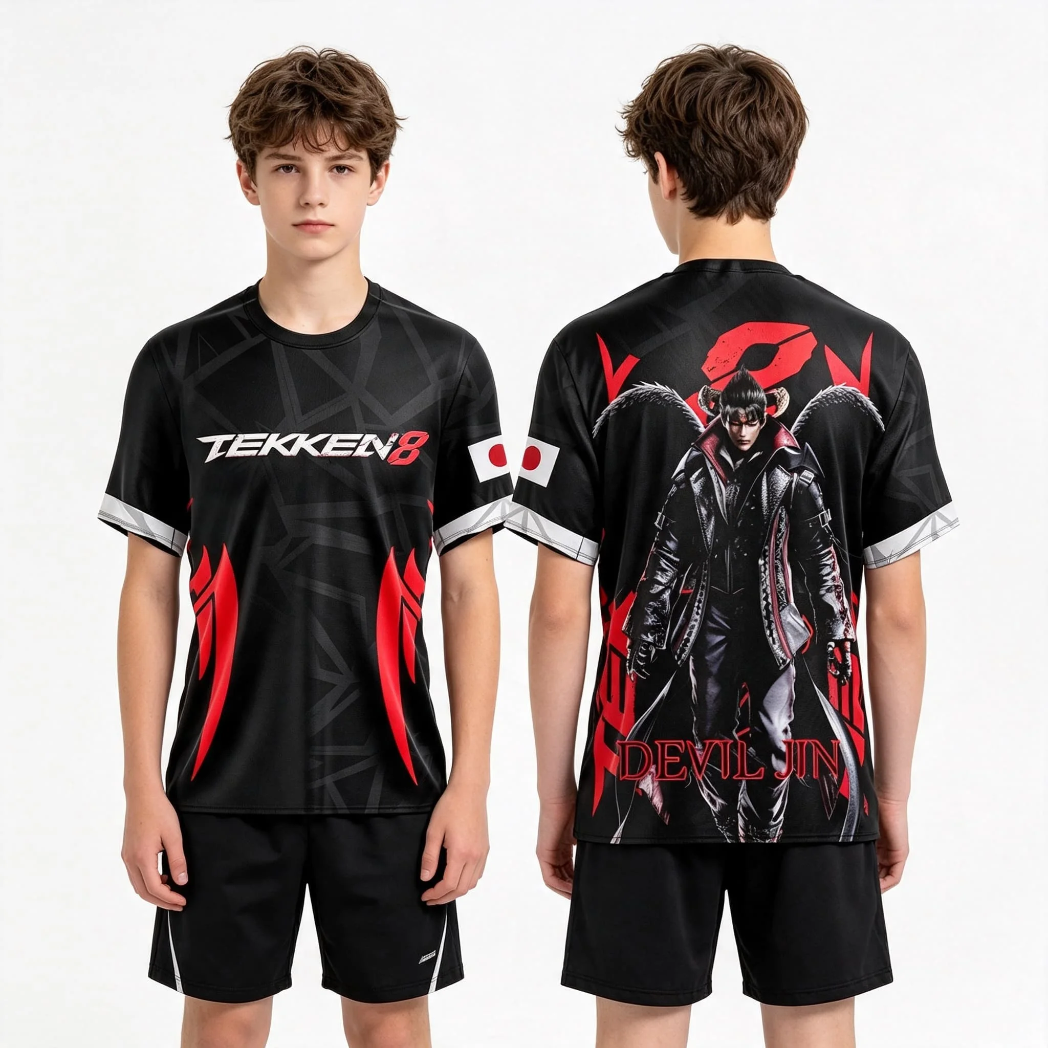 Sommerliches Casual 3D Tekken Jin Kazama Top Herren T-Shirt Damen T-Shirt Jungen Top Kinder Eltern-Kind Schnelltrocknend Kurzarm Kinder T-Shirt – Detail 4