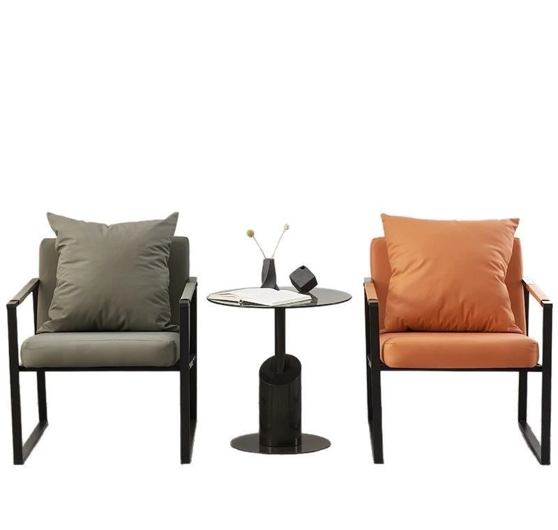 

Nordic single sofa chair lazy sofa Italian light luxury wrought iron simple leisure chair small apartment