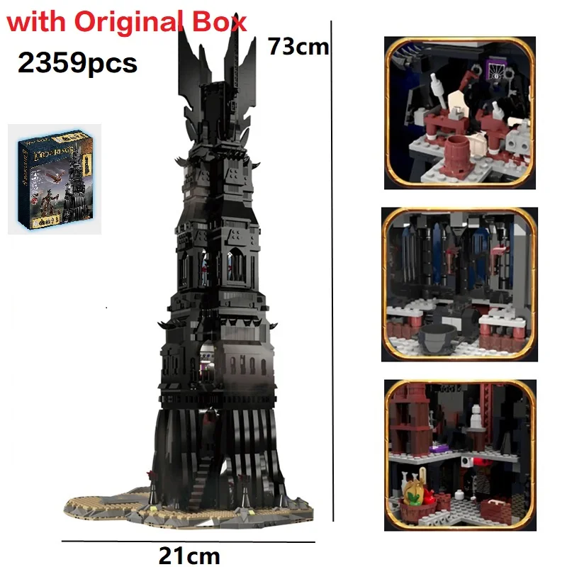 

С оригинальной коробкой 2359 шт. В НАЛИЧИИ Черная башня, совместимая с 10237, домашние образовательные подарки на день рождения, Хэллоуин, Рождество