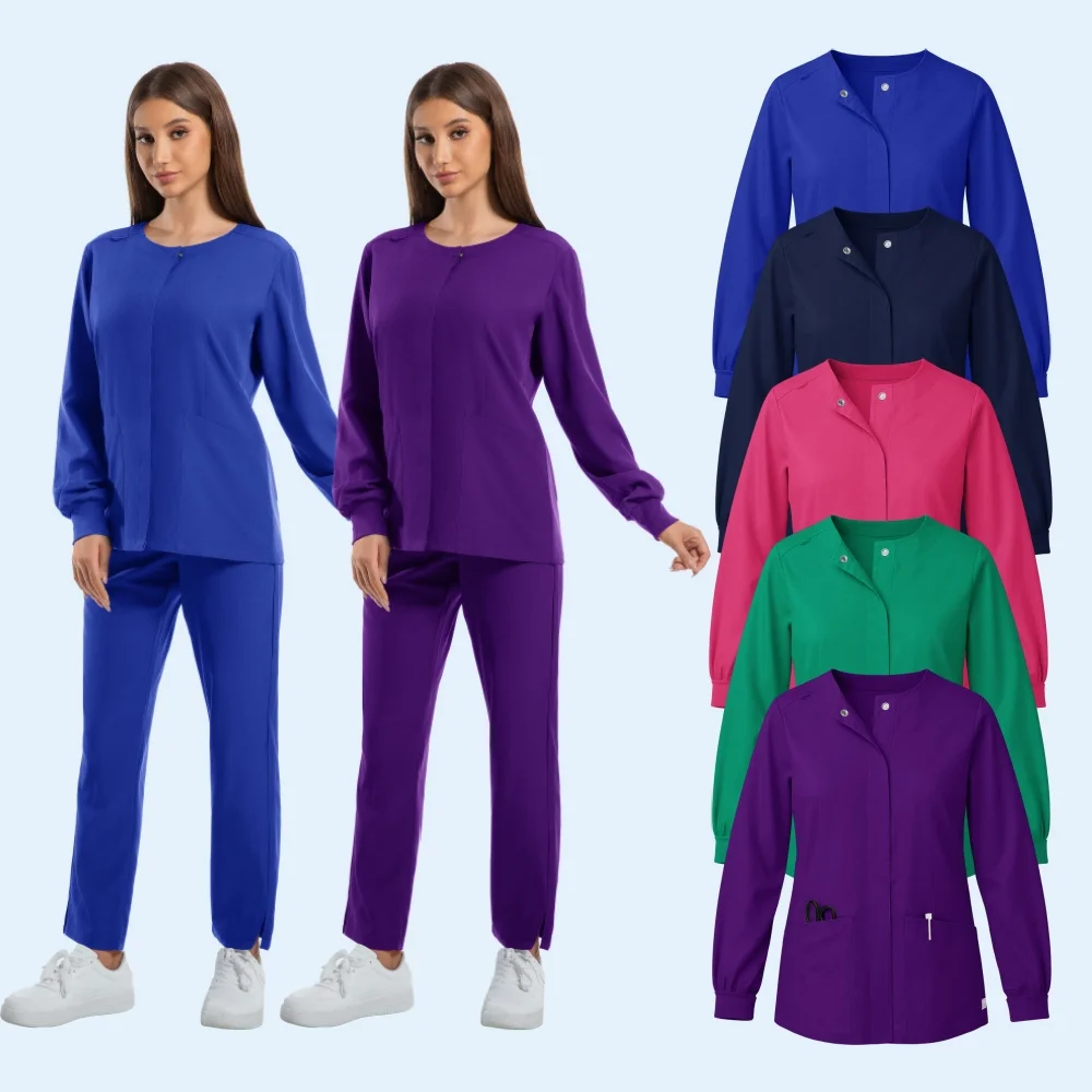 مجموعات فرك المختبر بأكمام طويلة زي الممرضات الطبية ملابس العمل عيادة صالون تجميل دعوى فستان أطفال مع سروال داخلي للصيدلة